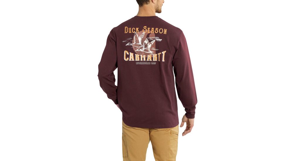 Carhartt Workwear Graphic Opening Season Long Sleeve T-Shirt for Mens, Port, Extra Large/Regular 102856-614-REG-XL