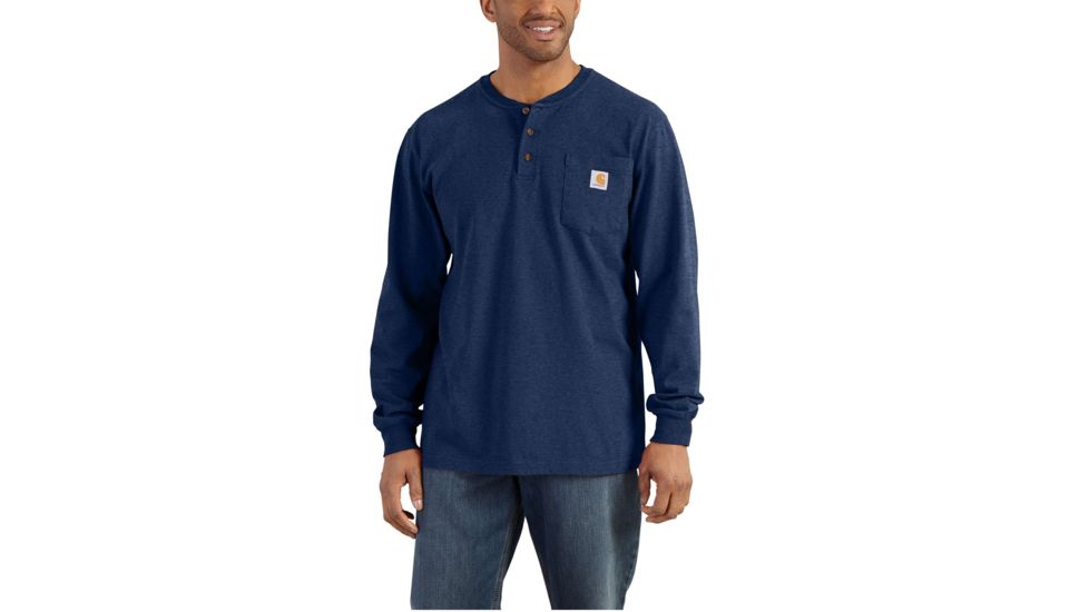 Carhartt Workwear Pkt Long Sleeve Henley MW Jersey Org Fit - Mens, Dark Cobalt Blue Heather, XXL-REG K128-413-REG-XXL