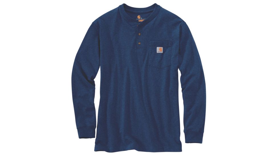 Carhartt Workwear Pkt Long Sleeve Henley MW Jersey Org Fit - Mens, Dark Cobalt Blue Heather, XXL-REG K128-413-REG-XXL