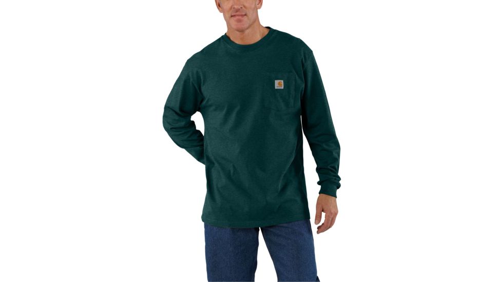 Carhartt Workwear Pkt Long Sleeve T-shirt - Mens, Hunter Green Heather, XXL-REG K126-393-REG-XXL