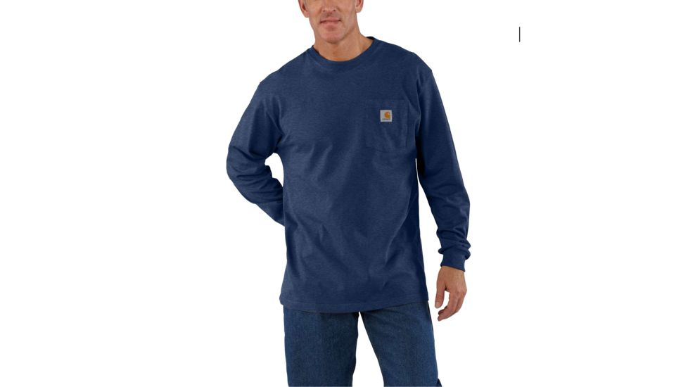 Carhartt Workwear Pkt Long Sleeve T-shirt - Mens, Dark Cobalt Blue Heather, L-REG K126-413-REG-LRG