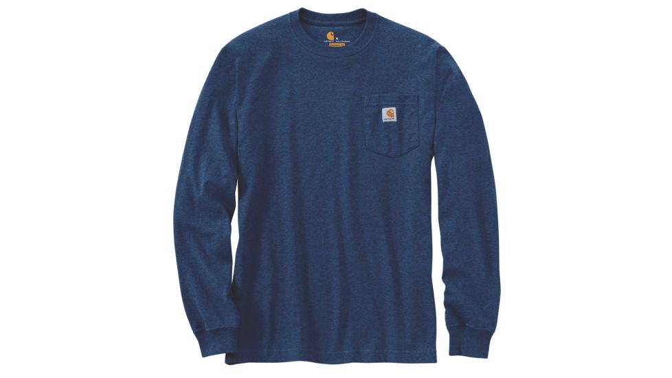 Carhartt Workwear Pkt Long Sleeve T-shirt - Mens, Dark Cobalt Blue Heather, L-REG K126-413-REG-LRG
