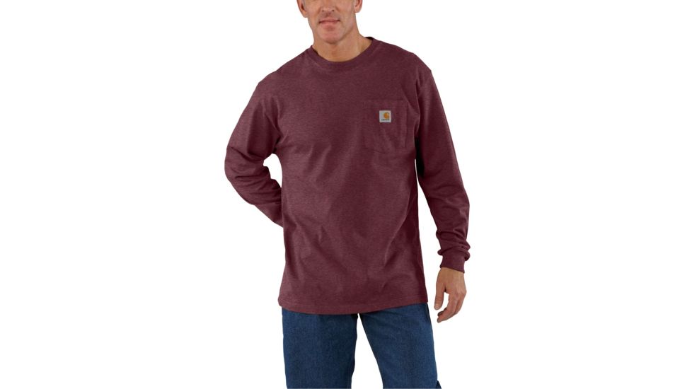 Carhartt Workwear Pkt Long Sleeve T-shirt - Mens, Port Heather, L-REG K126-645-REG-LRG