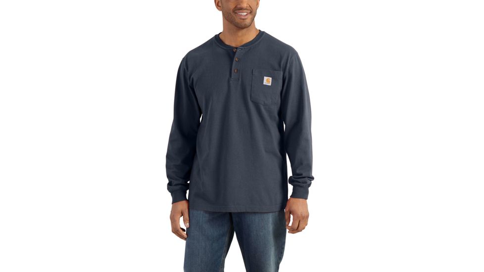 Carhartt Workwear Pocket Long Sleeve Henley for Mens, Bluestone, Small/Regular K128-BLS-REG-SML