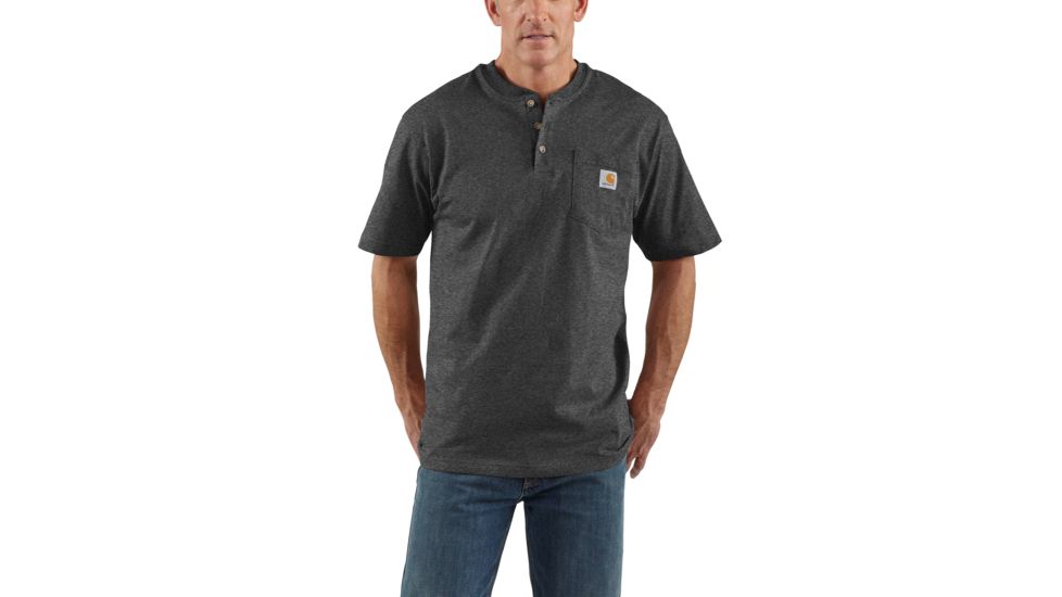 Carhartt Workwear Pocket Short Sleeve Henley for Mens, Carbon Heather, Small/Regular K84-026-REG-SML