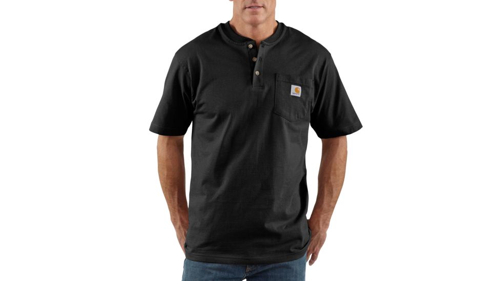 Carhartt Workwear Pocket Short Sleeve Henley for Mens, Black, Small/Regular K84-BLK-REG-SML