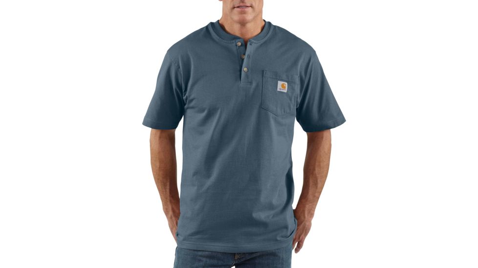 Carhartt Workwear Pocket Short Sleeve Henley for Mens, Bluestone, Small/Regular K84-BLS-REG-SML