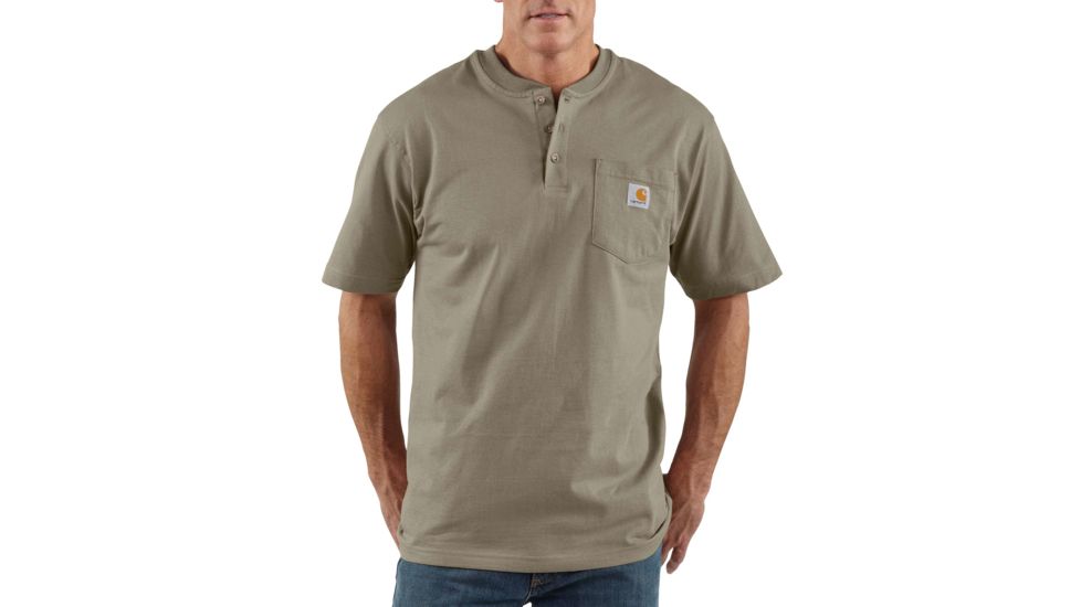 Carhartt Workwear Pocket Short Sleeve Henley for Mens, Desert, 3XL/Tall K84-DES-TLL-3XL