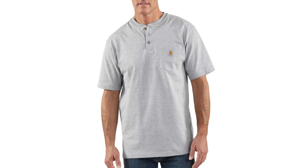 Carhartt Workwear Pocket Short Sleeve Henley for Mens, Heather Gray, Small/Regular K84-HGY-REG-SML