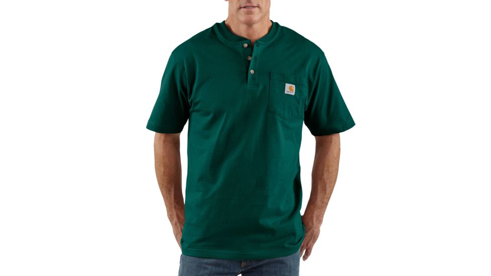Carhartt Workwear Pocket Short Sleeve Henley for Mens, Hunter Green, Extra Large/Regular K84-HTG-REG-XLG