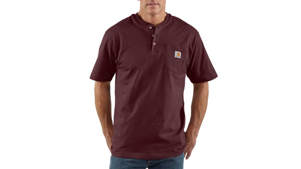 Carhartt Workwear Pocket Short Sleeve Henley for Mens, Port, Small/Regular K84-PRT-REG-SML