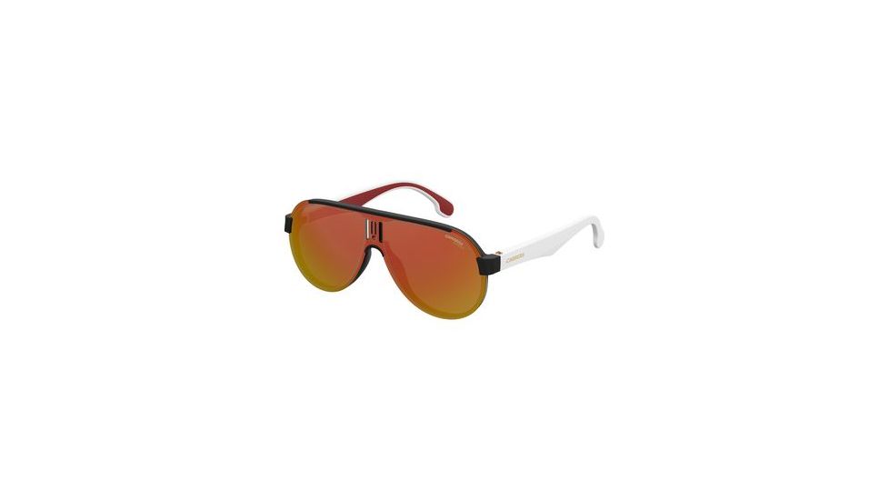 Carrera 1008/S Sunglasses CA1008S-04NL-UZ-9901 - Matte Black/White Frame, Red Mirror Lenses, Lens Diameter 99mm, Distance Between Lenses 1mm