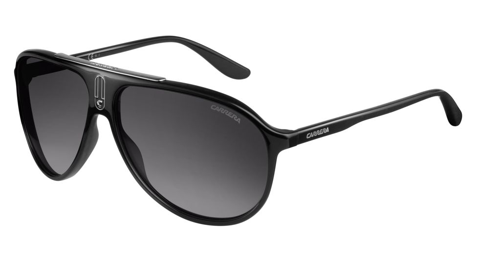 Carrera 6015/S Sunglasses CA6015S-0D28-IC-6112 - Shiny Black Frame, Gray Mirror Shaded Silver Lenses, Lens Diameter 61mm, Distance Between Lenses 12mm