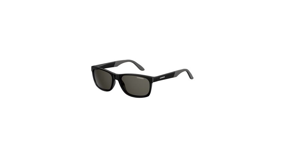 Carrera 8021/S Sunglasses CA8021S-0D28-NR-5617 - Shiny Black Frame, Brown Gray Lenses, Lens Diameter 56mm, Distance Between Lenses 17mm
