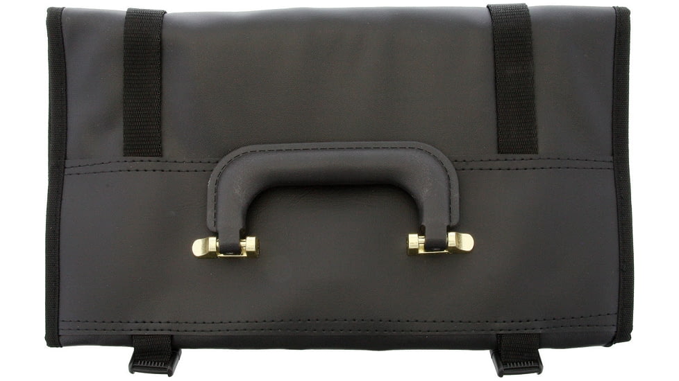 Carry All Knife Roll, Holds 51 Folding Knife, Red Felt Interior, Black Synthetic Exterior With Carry Handle, Buckle Closure, Black, PO245 / AC197