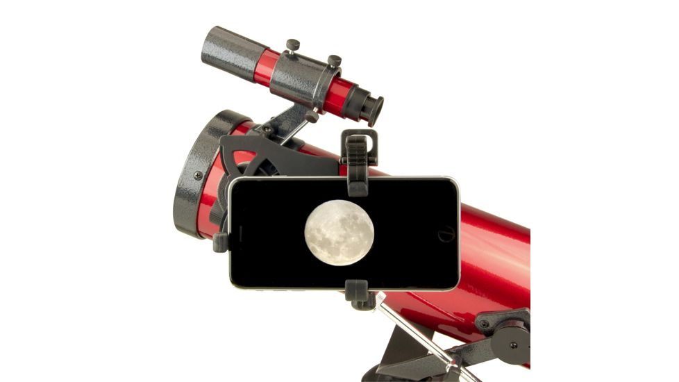 Carson RedPlanet 35 - 88 x 76mm Newtonian Reflector Telescope w/Smartphone Adapter, Red, RP-100SP