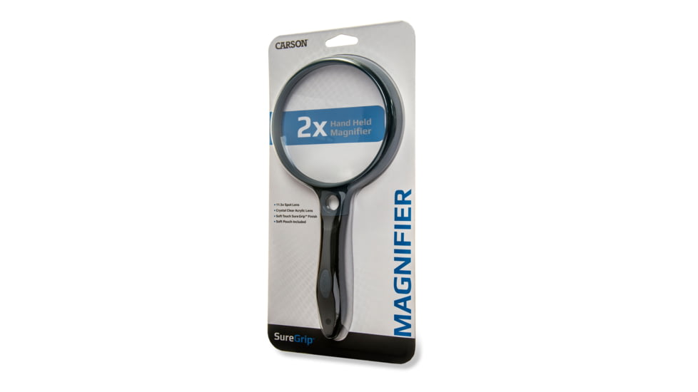 Carson 4.3in Soft-Grip Magnifier, 2x with 11.5x Spot Lens and Case