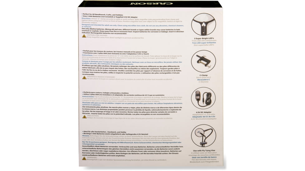 Carson MagniFlex LED Lighted Flexible Magnifier w/ Table Clamp and Power Adapter CL-65