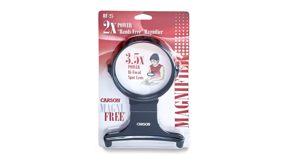 Carson MagniFree 2x Hands-Free Magnifier with 3.5x Spot Lens, HF25