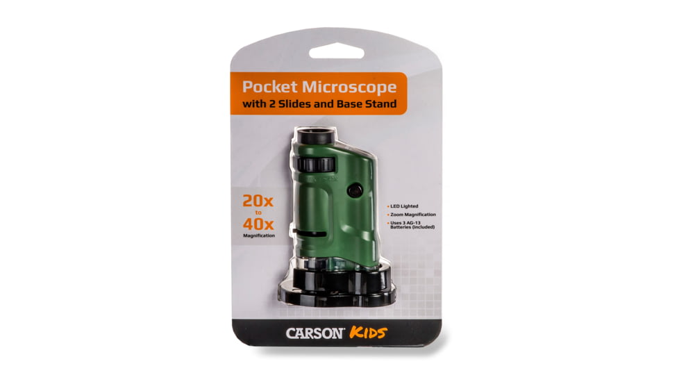 Carson MicroBrite 20x-40x Zoom Pocket Microscope, LED Lighted MM-24