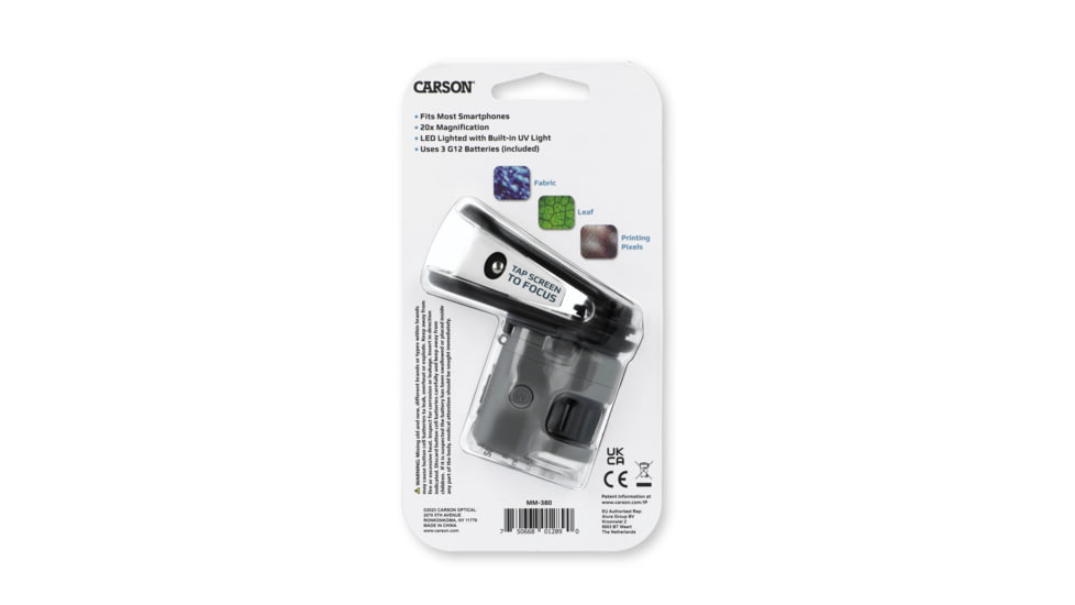 Carson MicroMini HookUpz 20X Microscope, Black/Grey, MM-380
