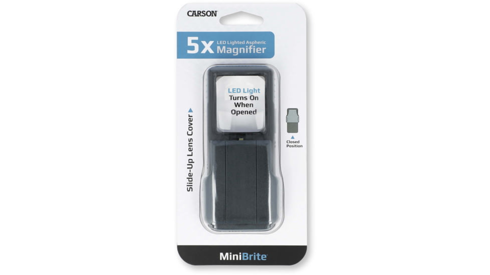 Carson PO-55 MiniBrite 5x Power Slide-Out Pocket Magnifier Loupe,Grey PO-55
