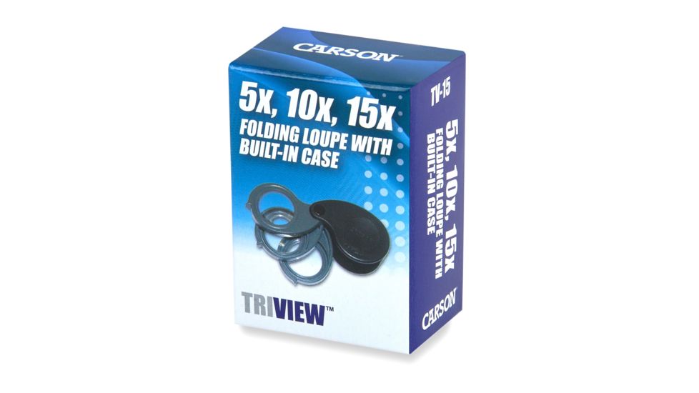 Carson TriView 5x / 10x / 15x Folding  Loupe  with Built-in Case TV-15