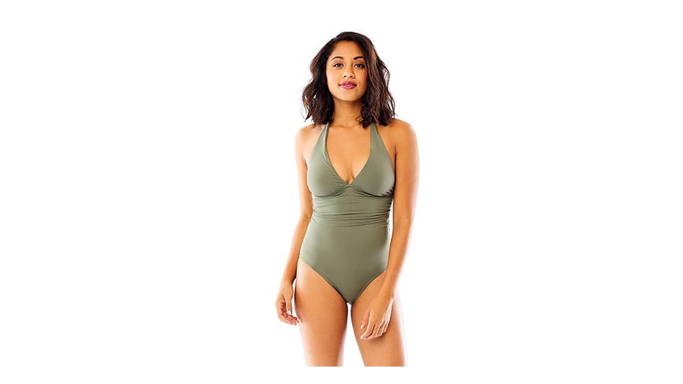 Carve Designs Alexandra One Piece Swimsuit, Womens, Olive, MD, BFAL16-317-MD