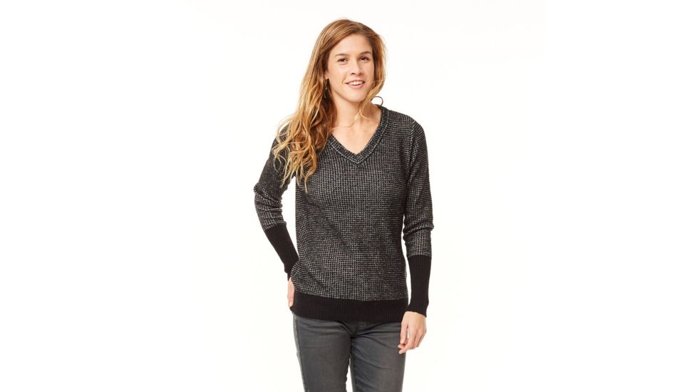 Carve Designs Maxwell V-Neck Sweater - Women's-Black/Stone-Medium, SWBT92-001-MD