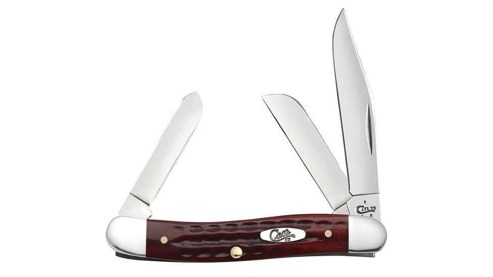 Case Medium Stockman Folding Knife, 3.63 in, Tru-Sharp Stainless, Pocket Worn Old Red Bone Corn Cob Jig, 00786