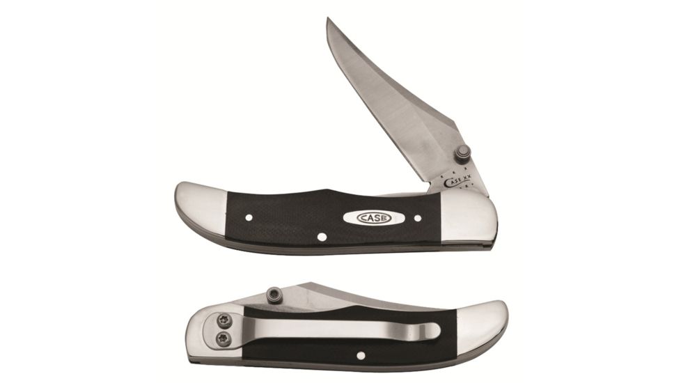 Case 101265LC SS Smooth Black G-10 Mid-Folding Hunter w/Belt Clip,4in closed 06245