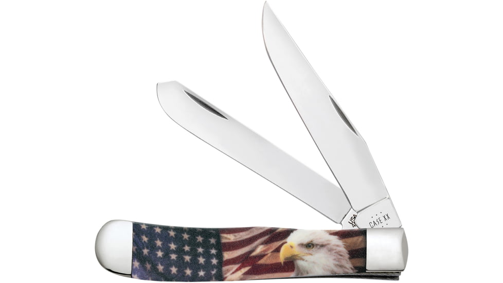 Case Patriot Trapper Folding Knife, 3.24/3.27in, Tru-Sharp SS, Clip Point Blade, Red/White/Blue Handle, 10647