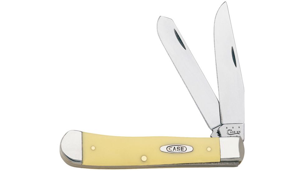 Case 3254 CV Yellow Synthetic Trapper  Clip and Spey BladesFolding Knife., Yellow Synthetic  Handle, 4 1/8 00161