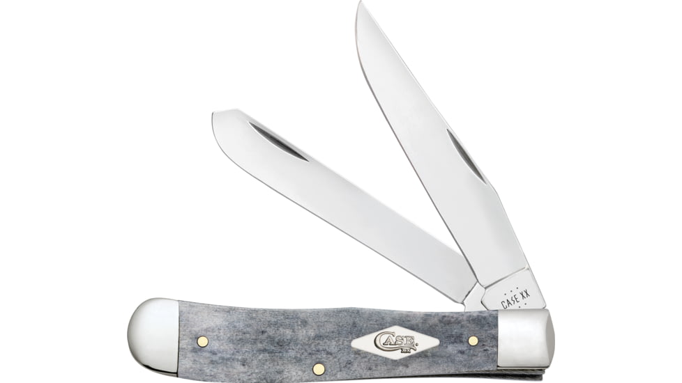 Case Trapper Folding Knife, 3.27 in Blade, Tru-Sharp Stainless, Plain, Grey, 34200