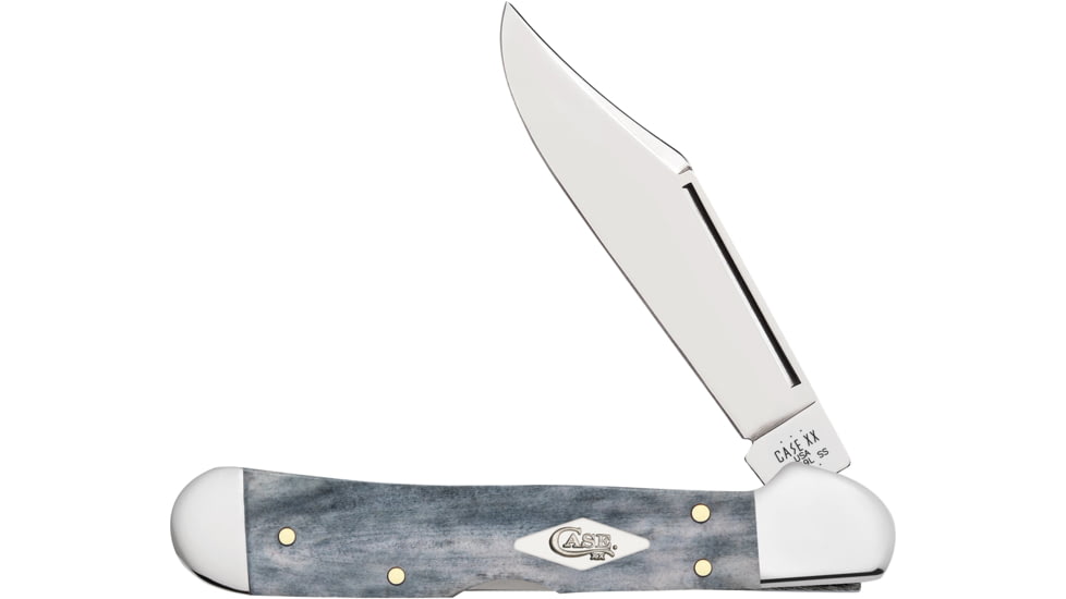 Case Mini Copper Lock Folding Clip Point/Spey Folding Knife, 2.73 in Blade, Tru-Sharp Stainless, Plain, Grey, 34201