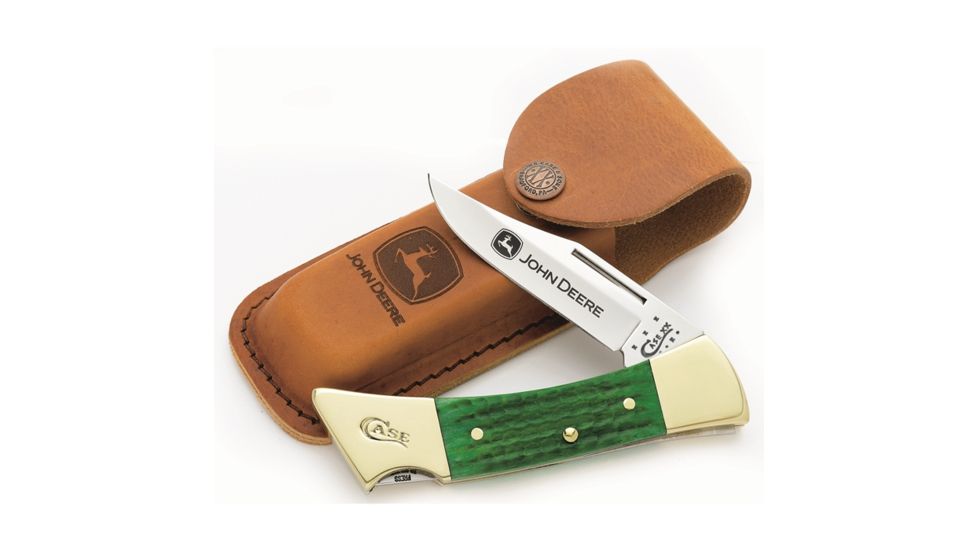 Case 6159L SS John Deere Green Hammerhead Folding Knife w/Sheath,5in closed 05947