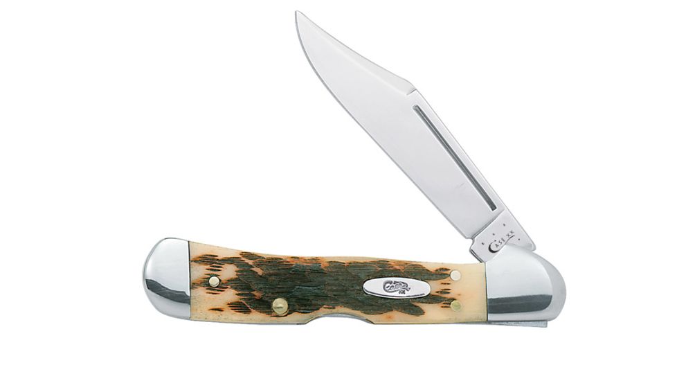 Case 61749L SS Amber Mini CopperLock  Locking Clip BladeFolding Knife, Amber Bone SS Handle, 3 5/8 00133