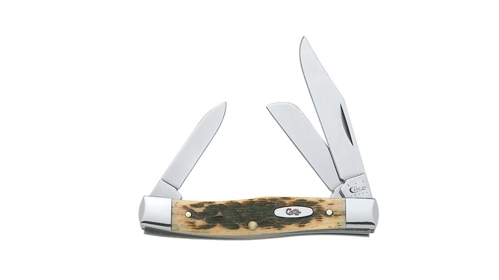 Case 63032 CV Amber Medium Stockman  Clip, Sheepfoot and Pen BladesFolding Knife, Amber Bone CV Handle, 3 5/8 00079