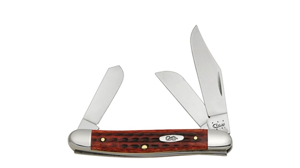 Case 6347 SS Pocket WornOld Red Bone Stockman Folding Knife,3.875in closed 10301