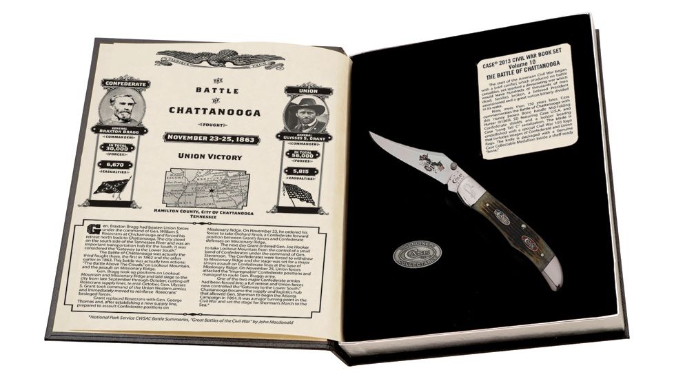 Case Battle of Chattanooga Civil War Commemorative Folding Knife,Clip Blade,Rogers Corn Cob Jigged Honey Brown Bone Handle CA11874
