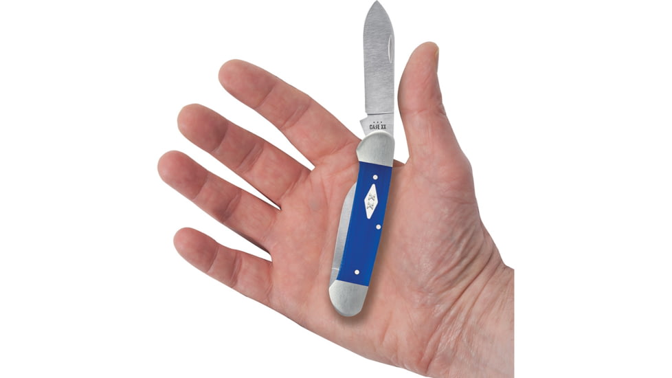 Case Canoe Blue G10 Folding Knife, 3.63in Closed, Satin Spear/Pen Blades, Blue G10 Handle, 16753