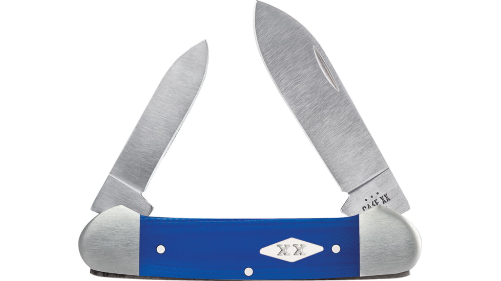Case Canoe Blue G10 Folding Knife, 3.63in Closed, 2.6in/1.97in, Satin Spear/Pen Blades, Blue G10 Handle, 16753
