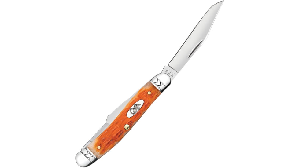 Case Cayenne Bone Stockman Folding Knife, 3.38in Closed, Mirror Clip/Spey/Pen Blades, Cayenne Crandall Jigged Bone Handle, 35812
