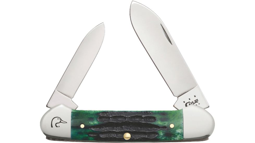 Case Ducks Unlimited Canoe Folding Knife,Hunter Green,Jigged Bone Handle CA7304
