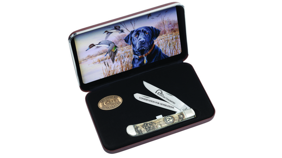 Case Ducks Unlimited Gift Set - Embellished Smooth Natural Bone Trapper Blade, 6254 SS in Jewel Box, 07306