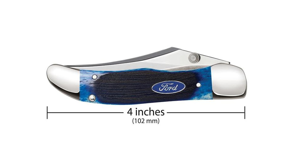 Case Ford Kickstart Folding Knife, 2.9in Blade, Overall 7in, Tru-Sharp Stainless Steel, Mid-Folding Hunter Clip, Blue Bone, Kickstart Mid-Folding Hunter, 14321