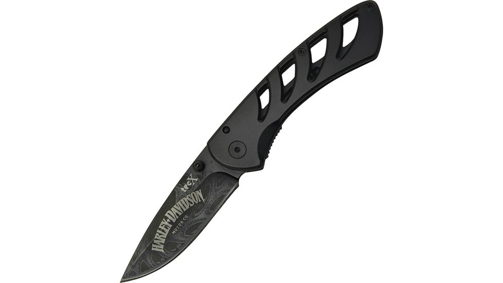 Case Harley Tec X Exo-Loc Folding Knife,4in,440A Steel,Drop Point,Black,Skeletonized Handle CA52092