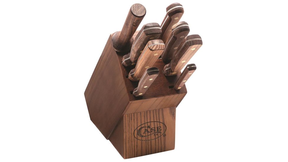 Case Household Cutlery Solid Walnut Handles - 9-Piece Block Set, 10249