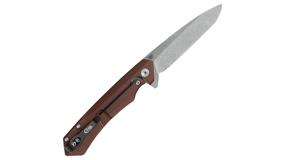 Case Kinzua Folding Knife, 4.75in Closed, S35VN, 3.75in Stonewash Tanto Blade, Brown Smooth Aluminum Handle, 64692
