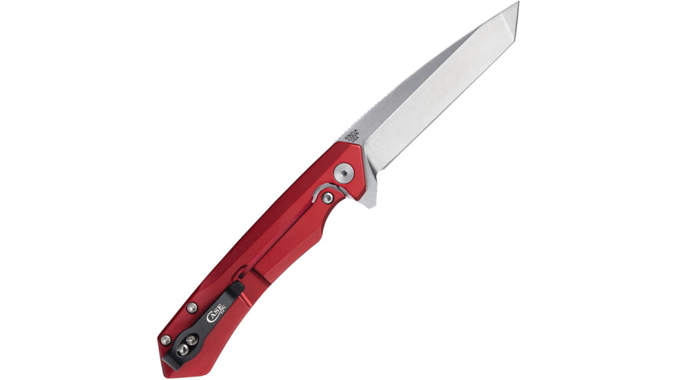 Case Kinzua Folding Knife, 4.75in Closed, S35VN, 3.75in Stonewash Tanto Blade, Red Aluminum Handle, 64664